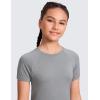 imageCRZ YOGA Girls Seamless Short Sleeve Athletic T Shirts  Active Sports Casual Tees Crew Neck Kids TeenSlate Grey Marl