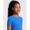 imageCRZ YOGA Girls Seamless Short Sleeve Athletic T Shirts  Active Sports Casual Tees Crew Neck Kids TeenSparkle Blue