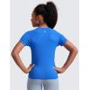 imageCRZ YOGA Girls Seamless Short Sleeve Athletic T Shirts  Active Sports Casual Tees Crew Neck Kids TeenSparkle Blue