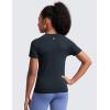 imageCRZ YOGA Girls Seamless Short Sleeve Athletic T Shirts  Active Sports Casual Tees Crew Neck Kids TeenTrue Navy