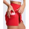 imageCRZ YOGA High Rise Front Slit Golf Skirts for Women  Mini Aline Tennis Casual Skort with Builtin Shorts Side PocketsDeep Red