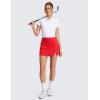 imageCRZ YOGA High Rise Front Slit Golf Skirts for Women  Mini Aline Tennis Casual Skort with Builtin Shorts Side PocketsDeep Red