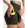 imageCRZ YOGA High Rise Front Slit Golf Skirts for Women  Mini Aline Tennis Casual Skort with Builtin Shorts Side PocketsOlive Green