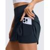 imageCRZ YOGA High Rise Front Slit Golf Skirts for Women  Mini Aline Tennis Casual Skort with Builtin Shorts Side PocketsTrue Navy