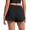 imageCRZ YOGA High Waisted Skirty Board Shorts for Women  Flowy Overlay Swim Skorts Bathing Suit Bottoms with Brief LinerBlack