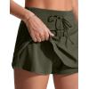 imageCRZ YOGA High Waisted Skirty Board Shorts for Women  Flowy Overlay Swim Skorts Bathing Suit Bottoms with Brief LinerDark Olive