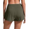 imageCRZ YOGA High Waisted Skirty Board Shorts for Women  Flowy Overlay Swim Skorts Bathing Suit Bottoms with Brief LinerDark Olive