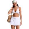 imageCRZ YOGA High Waisted Skirty Board Shorts for Women  Flowy Overlay Swim Skorts Bathing Suit Bottoms with Brief LinerWhite