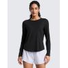 imageCRZ YOGA Lightweight Workout Long Sleeve Shirts for Women  Gym Running Fall Athletic Training TShirts High Neck TopsBlack
