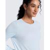 imageCRZ YOGA Lightweight Workout Long Sleeve Shirts for Women  Gym Running Fall Athletic Training TShirts High Neck TopsBlue Linen