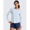 imageCRZ YOGA Lightweight Workout Long Sleeve Shirts for Women  Gym Running Fall Athletic Training TShirts High Neck TopsBlue Linen