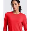 imageCRZ YOGA Lightweight Workout Long Sleeve Shirts for Women  Gym Running Fall Athletic Training TShirts High Neck TopsDeep Red