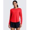 imageCRZ YOGA Lightweight Workout Long Sleeve Shirts for Women  Gym Running Fall Athletic Training TShirts High Neck TopsDeep Red