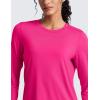 imageCRZ YOGA Lightweight Workout Long Sleeve Shirts for Women  Gym Running Fall Athletic Training TShirts High Neck TopsGranita Pink