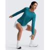 imageCRZ YOGA Lightweight Workout Long Sleeve Shirts for Women  Gym Running Fall Athletic Training TShirts High Neck TopsGreen Jade
