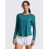 imageCRZ YOGA Lightweight Workout Long Sleeve Shirts for Women  Gym Running Fall Athletic Training TShirts High Neck TopsGreen Jade