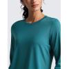 imageCRZ YOGA Lightweight Workout Long Sleeve Shirts for Women  Gym Running Fall Athletic Training TShirts High Neck TopsGreen Jade