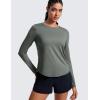 imageCRZ YOGA Lightweight Workout Long Sleeve Shirts for Women  Gym Running Fall Athletic Training TShirts High Neck TopsGrey Sage