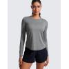 imageCRZ YOGA Lightweight Workout Long Sleeve Shirts for Women  Gym Running Fall Athletic Training TShirts High Neck TopsPlatinum Heather