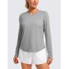 imageCRZ YOGA Lightweight Workout Long Sleeve Shirts for Women  Gym Running Fall Athletic Training TShirts High Neck TopsSilver Gray
