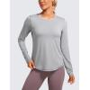 imageCRZ YOGA Lightweight Workout Long Sleeve Shirts for Women  Gym Running Fall Athletic Training TShirts High Neck TopsSilver Mist