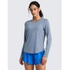 imageCRZ YOGA Lightweight Workout Long Sleeve Shirts for Women  Gym Running Fall Athletic Training TShirts High Neck TopsSlate Blue