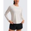 imageCRZ YOGA Lightweight Workout Long Sleeve Shirts for Women  Gym Running Fall Athletic Training TShirts High Neck TopsWhite Apricot