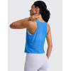 imageCRZ YOGA Mesh Workout Tank Tops for Women  Athletic Sheer Scoop Neck Cover Up Breathable Summer Sleeveless ShirtsPoolside Blue