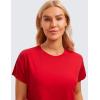 imageCRZ YOGA Pima Cotton Relaxed Crop TShirts for Women  Workout Athletic Gym Casual Short Sleeve Shirts Loose Crewneck TopsFestival Red