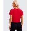 imageCRZ YOGA Pima Cotton Relaxed Crop TShirts for Women  Workout Athletic Gym Casual Short Sleeve Shirts Loose Crewneck TopsFestival Red