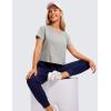 imageCRZ YOGA Pima Cotton Relaxed Crop TShirts for Women  Workout Athletic Gym Casual Short Sleeve Shirts Loose Crewneck TopsHeathered Medium Grey