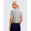 imageCRZ YOGA Pima Cotton Relaxed Crop TShirts for Women  Workout Athletic Gym Casual Short Sleeve Shirts Loose Crewneck TopsHeathered Medium Grey