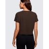 imageCRZ YOGA Pima Cotton Relaxed Crop TShirts for Women  Workout Athletic Gym Casual Short Sleeve Shirts Loose Crewneck TopsHot Fudge Brown