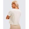 imageCRZ YOGA Pima Cotton Relaxed Crop TShirts for Women  Workout Athletic Gym Casual Short Sleeve Shirts Loose Crewneck TopsIce GreyWhite