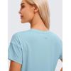 imageCRZ YOGA Pima Cotton Relaxed Crop TShirts for Women  Workout Athletic Gym Casual Short Sleeve Shirts Loose Crewneck TopsPure Blue