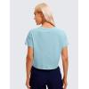 imageCRZ YOGA Pima Cotton Relaxed Crop TShirts for Women  Workout Athletic Gym Casual Short Sleeve Shirts Loose Crewneck TopsPure Blue