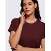 imageCRZ YOGA Pima Cotton Relaxed Crop TShirts for Women  Workout Athletic Gym Casual Short Sleeve Shirts Loose Crewneck TopsRed Merlot