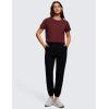 imageCRZ YOGA Pima Cotton Relaxed Crop TShirts for Women  Workout Athletic Gym Casual Short Sleeve Shirts Loose Crewneck TopsRed Merlot