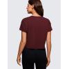 imageCRZ YOGA Pima Cotton Relaxed Crop TShirts for Women  Workout Athletic Gym Casual Short Sleeve Shirts Loose Crewneck TopsRed Merlot