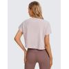 imageCRZ YOGA Pima Cotton Relaxed Crop TShirts for Women  Workout Athletic Gym Casual Short Sleeve Shirts Loose Crewneck TopsSmoky Blush