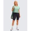 imageCRZ YOGA Pima Cotton Relaxed Crop TShirts for Women  Workout Athletic Gym Casual Short Sleeve Shirts Loose Crewneck TopsSoft Seagrass