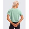 imageCRZ YOGA Pima Cotton Relaxed Crop TShirts for Women  Workout Athletic Gym Casual Short Sleeve Shirts Loose Crewneck TopsSoft Seagrass