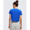 imageCRZ YOGA Pima Cotton Relaxed Crop TShirts for Women  Workout Athletic Gym Casual Short Sleeve Shirts Loose Crewneck TopsStrong Blue