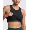 imageCRZ YOGA Seamless Ribbed High Neck Tank Top for Women  Sleeveless Crop Yoga Workout Shirt with Built in BraBlack