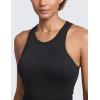 imageCRZ YOGA Seamless Ribbed High Neck Tank Top for Women  Sleeveless Crop Yoga Workout Shirt with Built in BraBlack