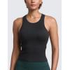 imageCRZ YOGA Seamless Ribbed High Neck Tank Top for Women  Sleeveless Crop Yoga Workout Shirt with Built in BraBlack