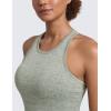 imageCRZ YOGA Seamless Ribbed High Neck Tank Top for Women  Sleeveless Crop Yoga Workout Shirt with Built in BraDark Green