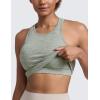 imageCRZ YOGA Seamless Ribbed High Neck Tank Top for Women  Sleeveless Crop Yoga Workout Shirt with Built in BraDark Green