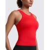 imageCRZ YOGA Seamless Ribbed High Neck Tank Top for Women  Sleeveless Crop Yoga Workout Shirt with Built in BraDeep Red