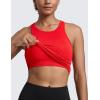 imageCRZ YOGA Seamless Ribbed High Neck Tank Top for Women  Sleeveless Crop Yoga Workout Shirt with Built in BraDeep Red